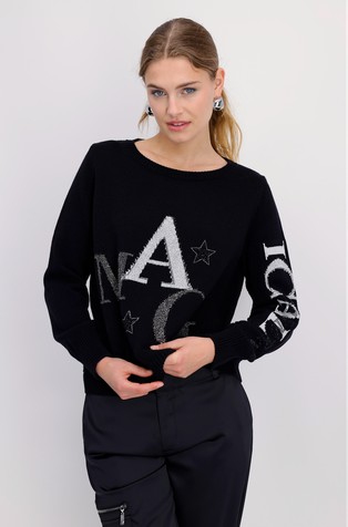 Knitted jumper with rhinestones