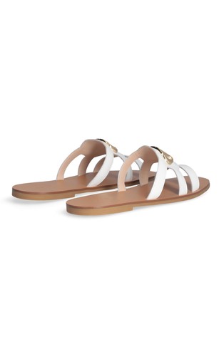 LIU JO Leather slides with logo White 2