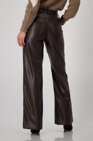 MONARI Imitation leather wide-leg trousers Espresso 3