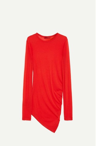 MAX&amp;CO Asymmetric lyocell and wool-blend T-shirt Red 1