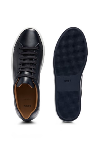 HUGO BOSS Leather cupsole trainers with logo details Dark Blue 2