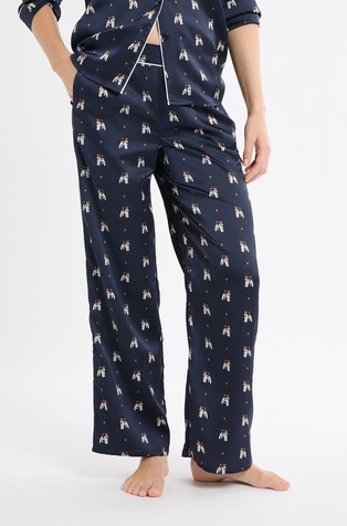 Hailey satenast spodnji del pižame z motivi psov