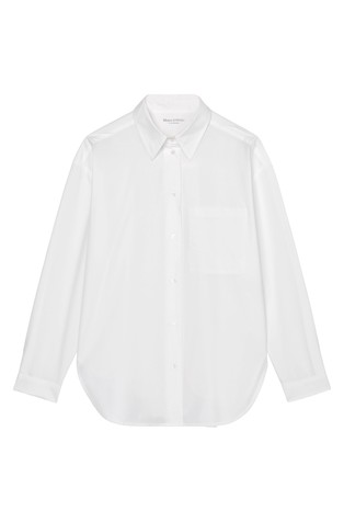 MARC O'POLO Boyfriend fit bombažna srajca Bela - White 4