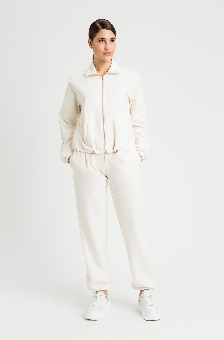 TWINSET Zipped sweatshirt and joggers set in viscose blend Vaniglia 