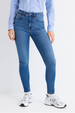 Skinny jeans hlače z visokim pasom