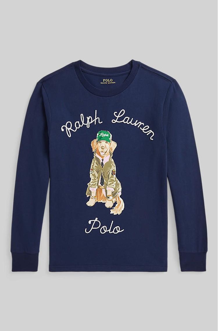 RALPH LAUREN Dog-print Cotton Long-sleeve Tee Refined Navy 