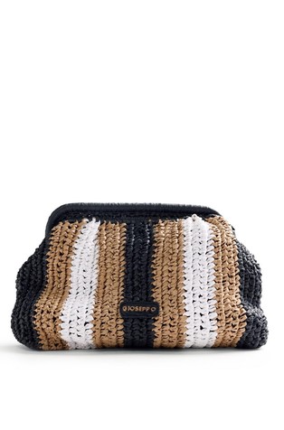 Raffia-effect straw clutch