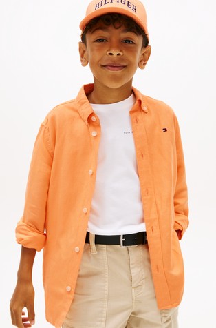 Relaxed fit srajca iz lanene mešanice