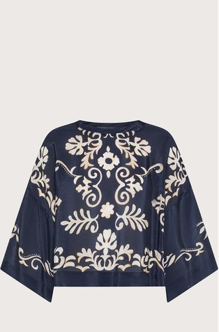 Ohlapna viskozna majica s kontrastnim potiskom