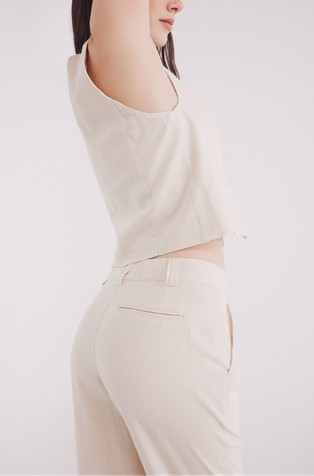 SPRINGFIELD Linen blend trousers with darts Beige 5