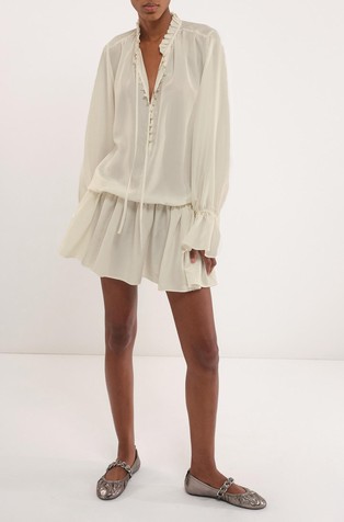 MARELLA Selected By Chloé Lecareux kratka svilena obleka Bela - Vanilla 2