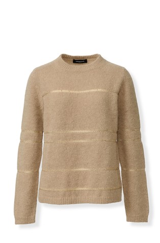 Platinum roundneck sweater with sequin stripe