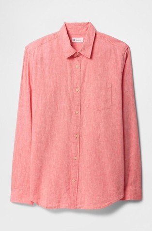 GAP Moška srajca iz lanene mešanice Roza - Fresh Coral 5