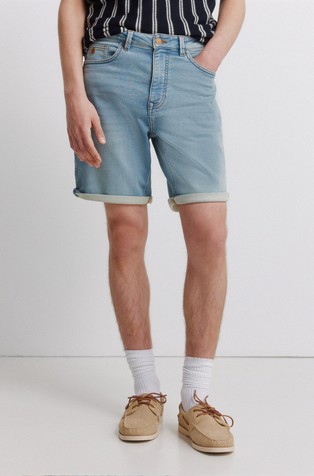 Slim fit knit denim Bermuda shorts