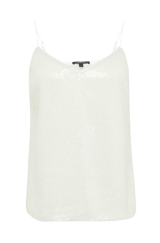 COMMA Top z naramnicami in bleščicami Bela - White 4
