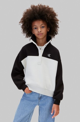 Colour Block Half-Button Sweatshirt