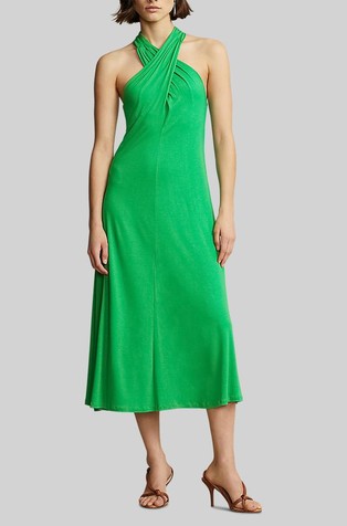 Crisscross Halter Jersey Dress