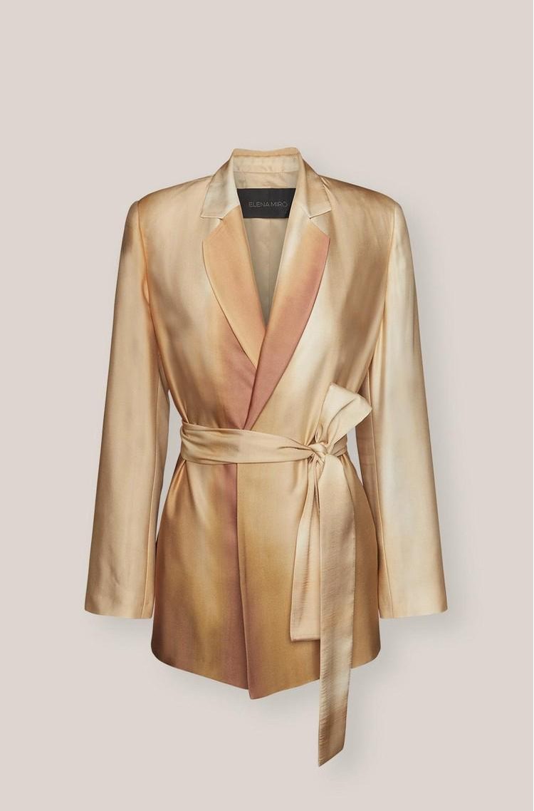 ELENA MIRO Viscose-satin jacket in ombré print Powder 