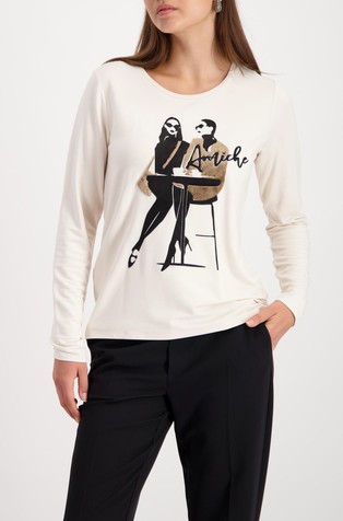 Majica z dolgimi rokavi in potiskom z aplikacijami