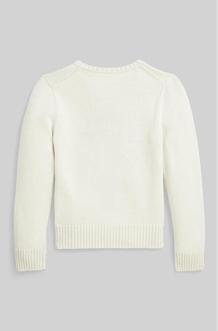 RALPH LAUREN Pleten pulover s pasjim motivom Bela - Herbal Milk 2