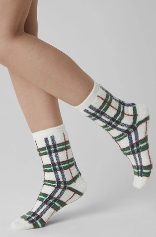 Blue Check Two-pack Fluffy Socks