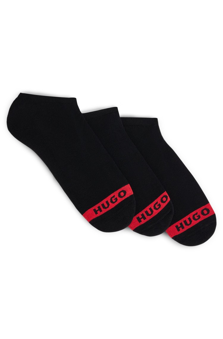 HUGO BOSS Paket 3 parov logo stopalk Črna - Black 