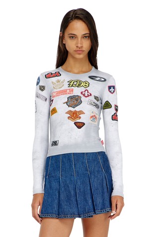 Long sleeved top with all-over patch print