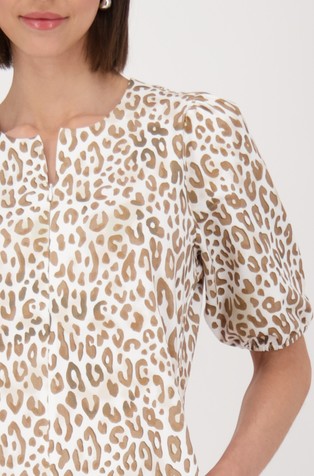 MONARI Kratka obleka z leopardjim vzorcem Bež - Camel / White 5