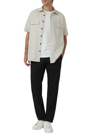 S.OLIVER Regular fit srajca s kratkimi rokavi iz lanene mešanice Bež - Light Beige 3
