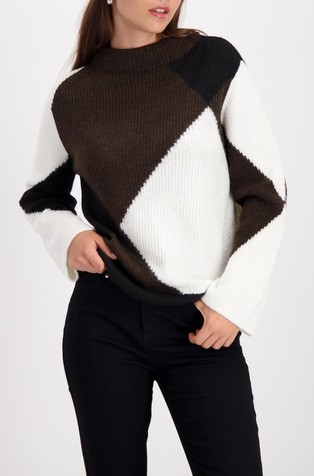 Pleten pulover z diamantnim vzorcem