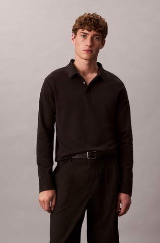 Long-sleeved cotton polo
