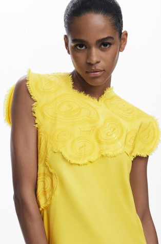 DESIGUAL Majica z vezeninami Rumena - Yellow 4