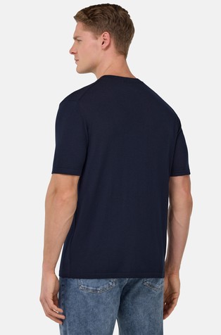 BOGGI MILANO Knitted Merino Wool T-Shirt Navy 2