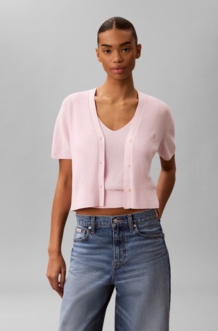 Pleten bombažen komplet jope s kratkimi rokavi in topa