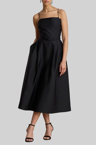 Belted Faille Cocktail Dress