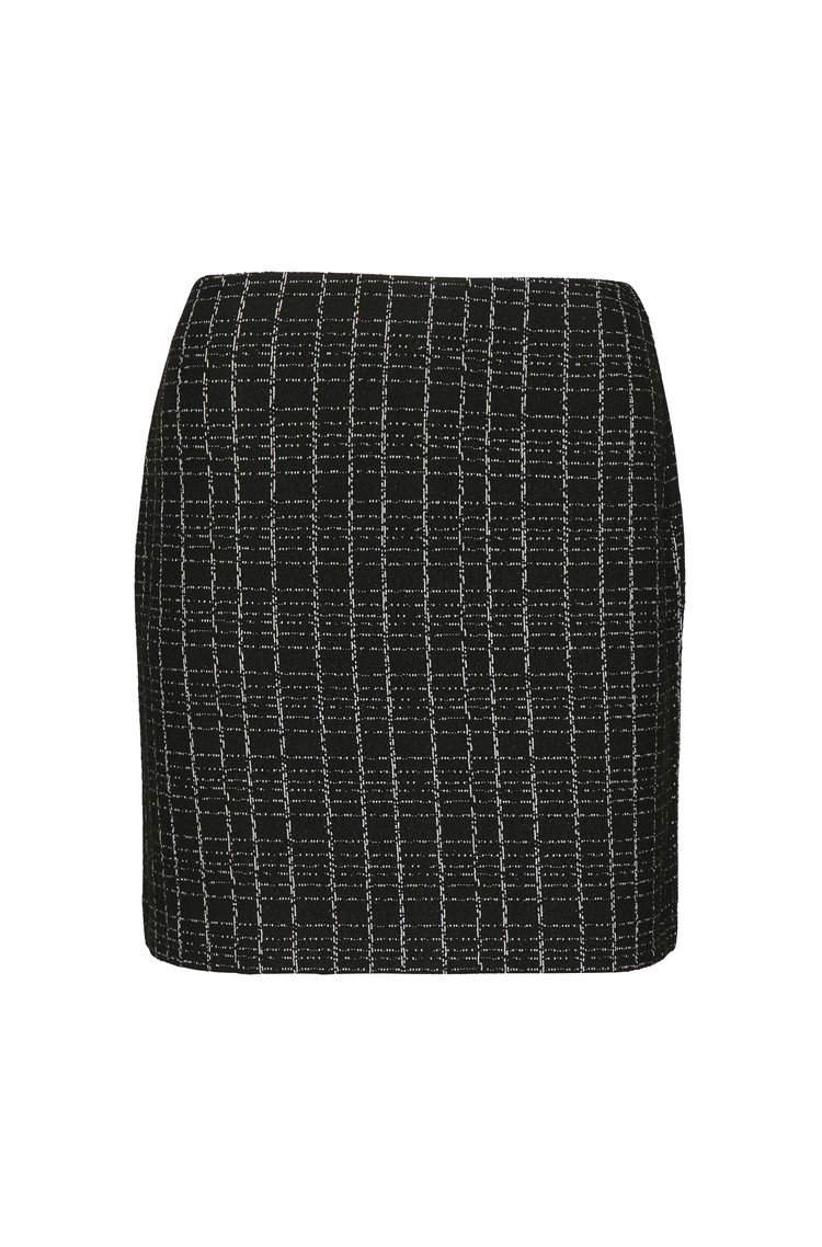 COMMA Bouclé karirasto mini krilo Črna - Black 