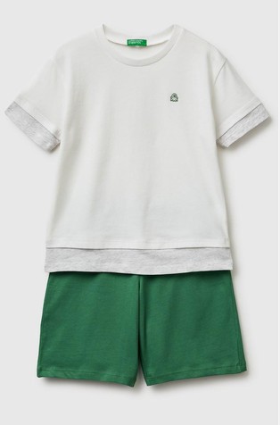 Bombažna pižama s kratkimi rokavi in barvnimi bloki