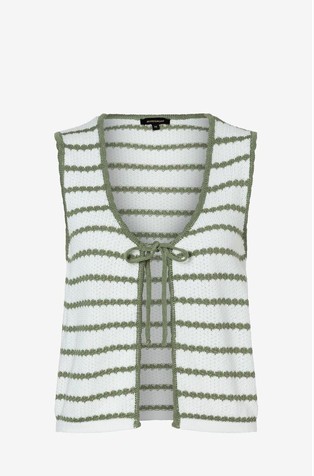 Striped knitted vest in cotton-blend