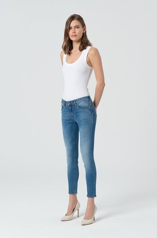 FRACOMINA Push-up slim fit jeans hlače s spranim videzom Modra - Blue 3