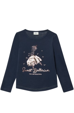 Cotton long-sleeved shirt with sequins