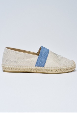 Linen espadrilles with contrast detail