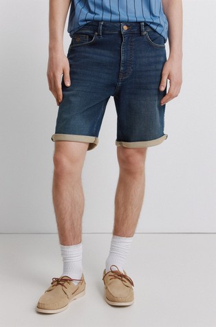 Slim fit knit denim Bermuda shorts