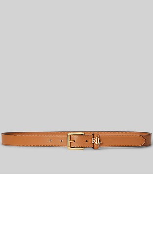 Ozek usnjen pas z logo detajlom