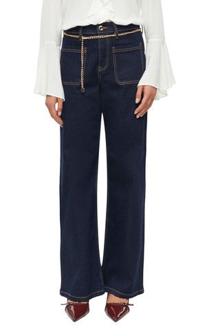 Wide fit jeans with decorative belt
