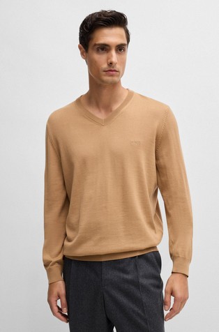 Virgin-wool regular-fit V-neck sweater