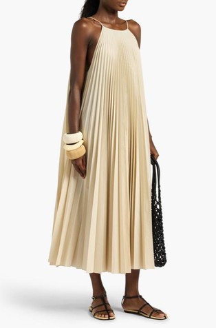 Plisirana midi obleka