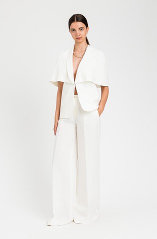 Suknjič iz lanene mešanice v slogu ogrinjala