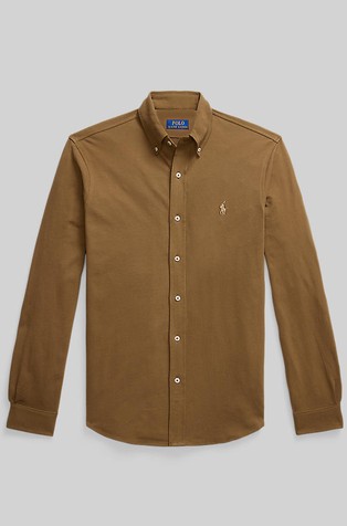 RALPH LAUREN Featherweight Mesh Shirt Nature Brown 4