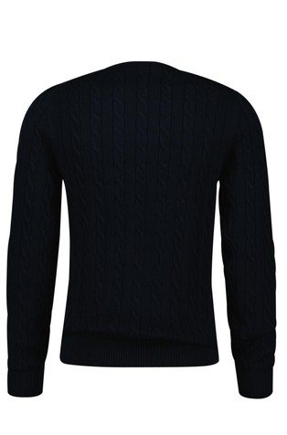 GANT Cotton Cable Knit Crew Neck Sweater Dark Blue 6