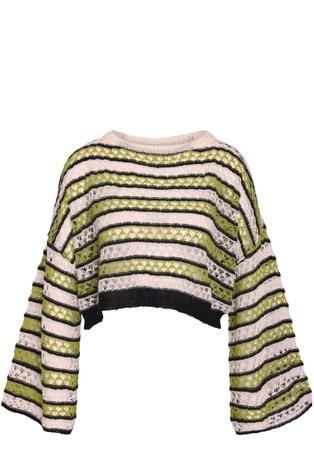 NMLOUIS cropped pleten pulover s črtastim vzorcem